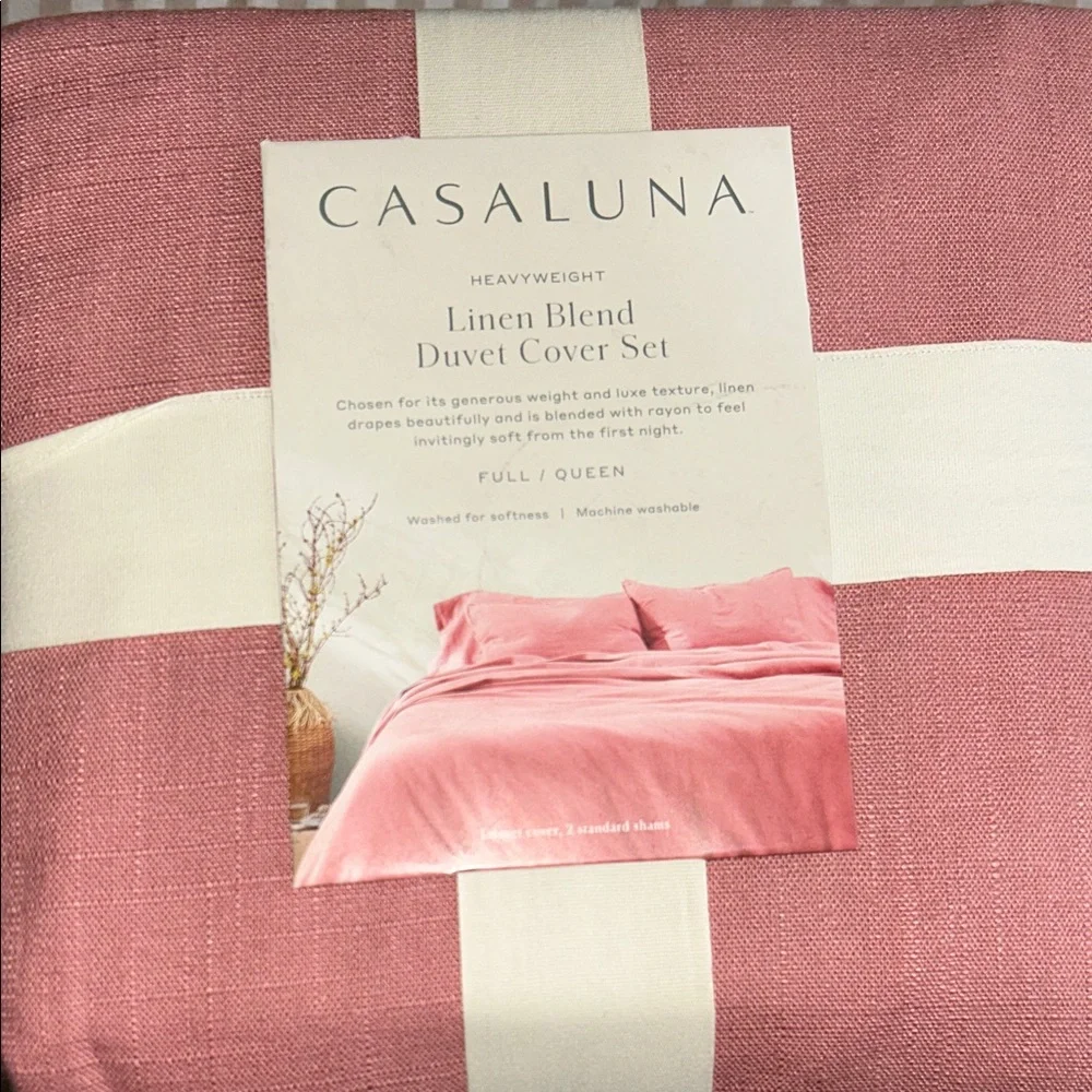 Casaluna F/Q Heavyweight Rose Linen Blend Duvet Cover Set